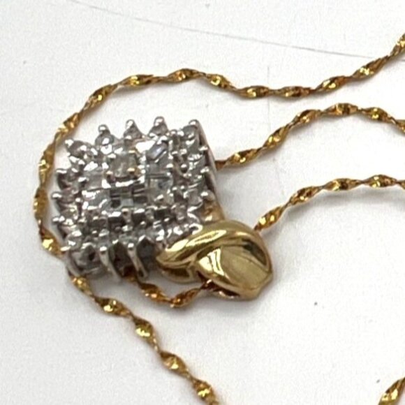 10K Gold Italy 20” Twisted Rope Chain w/ PGDA 10K Moissanite Cluster Pendant - Picture 11 of 16
